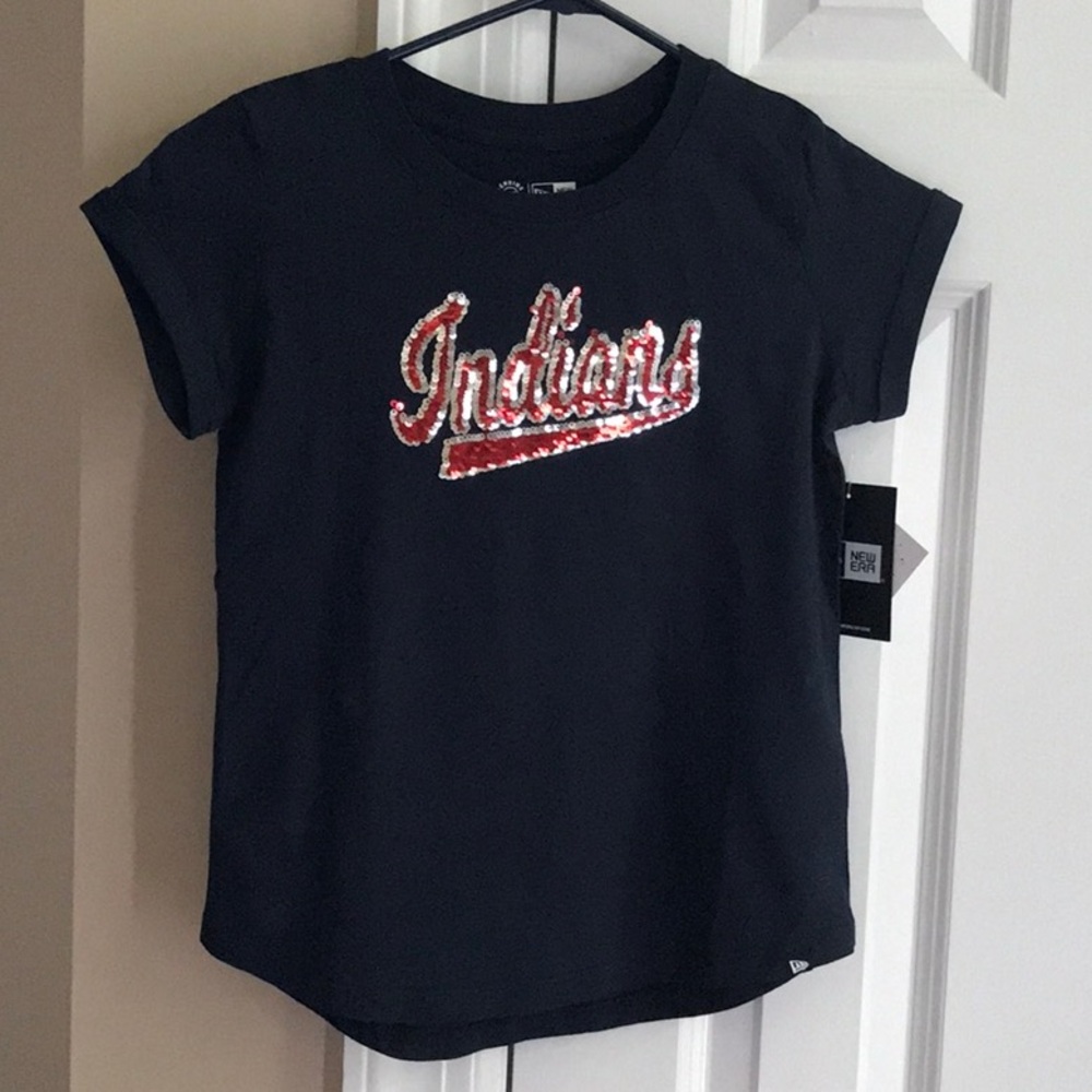 Girls Cleveland Indians Sequined Logo T-Shirt